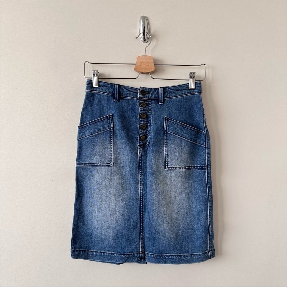 ANTHROPOLOGIE-PILCRO & Letterpress Double Pocket Denim Skirt (Size:0)